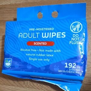 Adult Wipes Larger Size Of 8.7"x11.8" 3-pack Of 64 Ea. Total Of 192 New